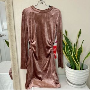 Speechless Pink Velvet Mini Dress with Sparkly Dots